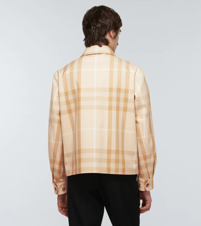 Shop Burberry Checked Cotton Jacket In Neutrals