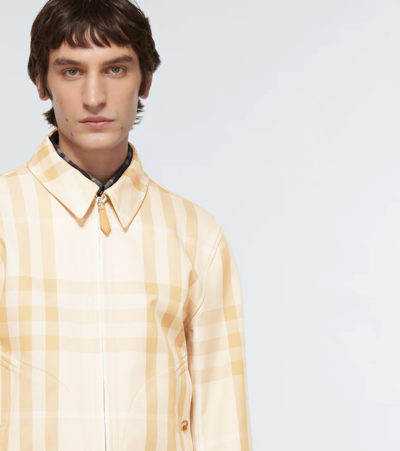 Shop Burberry Checked Cotton Jacket In Neutrals