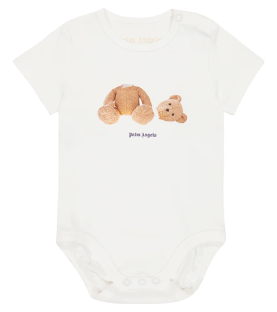 Palm Angels Baby Printed Cotton Bodysuit Set In Multicolor Brown