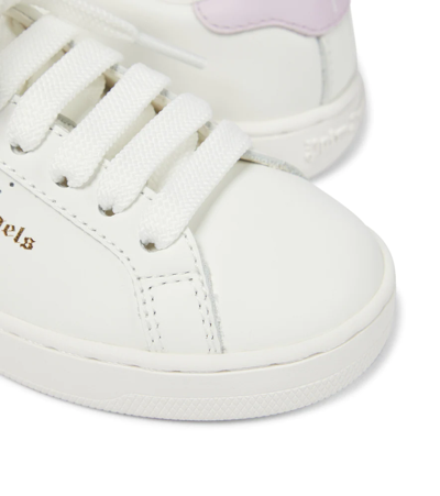 Shop Palm Angels Leather Sneakers In White Lavender