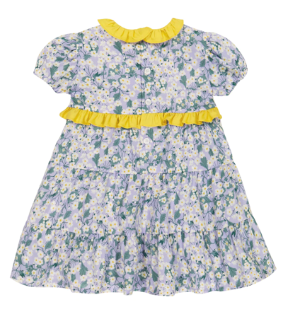 Shop Il Gufo Baby Floral Cotton Dress In Lilla