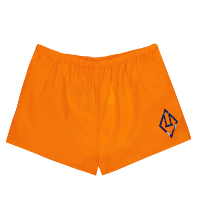 The Animals Observatory Kids Orange Logo Puppy Swim Shorts In Orange