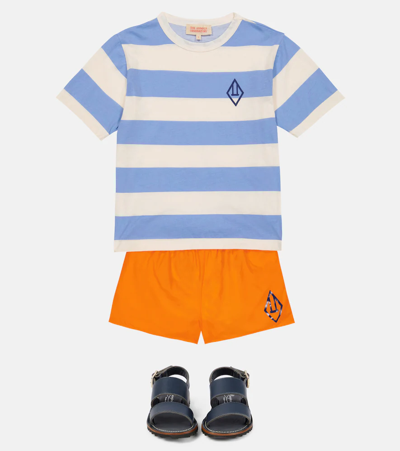 The Animals Observatory Kids Orange Logo Puppy Swim Shorts In Orange