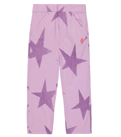 The Animals Observatory Camel Printed Cotton And Linen Pants In Lilac
