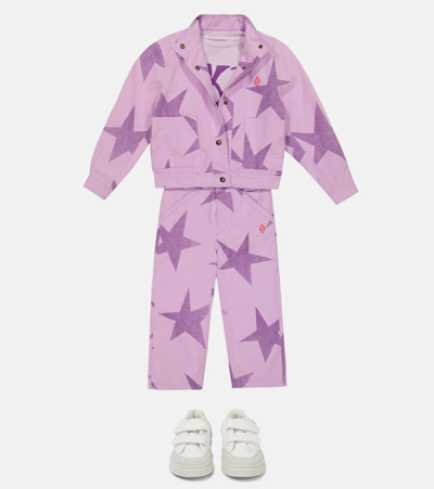 Shop The Animals Observatory Camel Printed Cotton And Linen Pants In Lilac