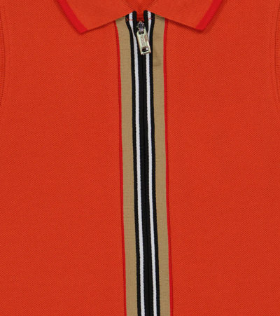 Shop Burberry Icon Stripe Cotton Piqué Dress In Vermillion Red
