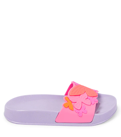 Shop Sophia Webster Mini Butterfly Rubber Slides In Lilac & Pink