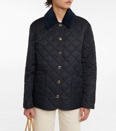 Shop Burberry Quilted Jacket In Midnight