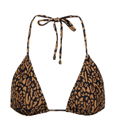 Shop Nanushka Caia Leopard-print Bikini Top In Brown Ocelot