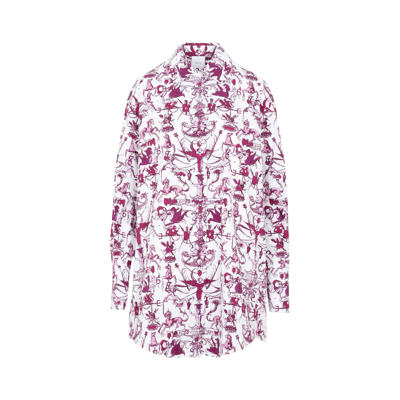 Shop Patou Stories And Tales Print Shirt Dress In Pink &amp; Purple