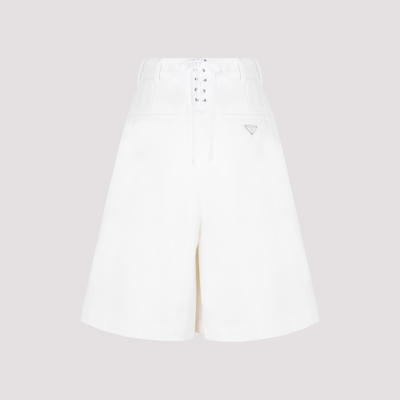 Shop Prada Drill Cotton Shorts Pants In White