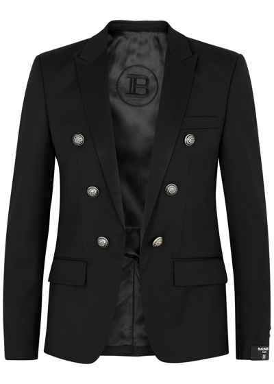 Shop Balmain Black Wool Blazer