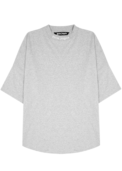 Shop Palm Angels Grey Logo Cotton T-shirt