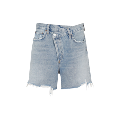 Shop Agolde Criss Cross Shorts Jeans In Blue