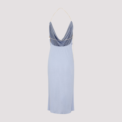 Shop Loewe Chain Draped Dress In Silk In Blue