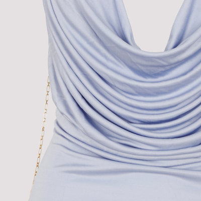 Shop Loewe Chain Draped Dress In Silk In Blue