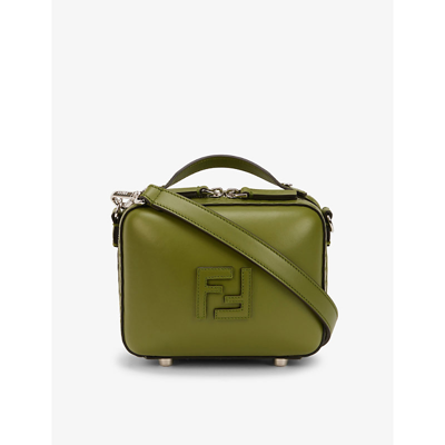 Shop Fendi Men's Green Ff-embossed Mini Leather Suitcase