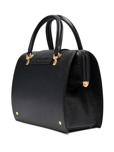 Shop Thom Browne Mrs.thom Pebble-texture Satchel Bag In Black