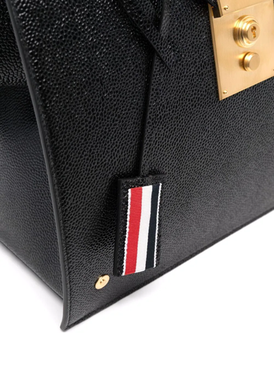 Shop Thom Browne Mrs.thom Pebble-texture Satchel Bag In Black