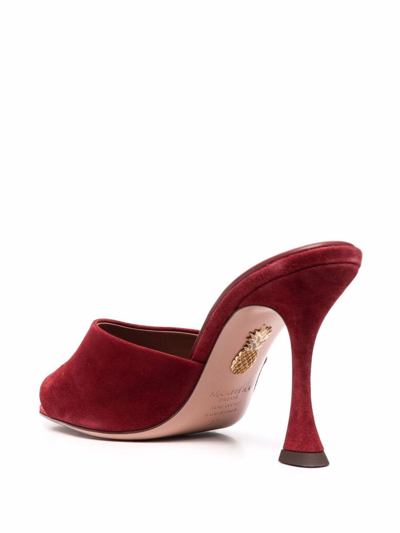 Shop Aquazzura Violette Leather Mules In Rot