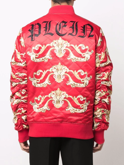 Shop Philipp Plein Baroque Pattern-print Bomber Jacket In Red