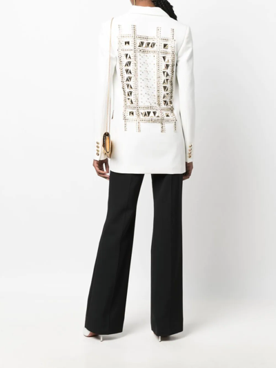 Philipp Plein Single-breasted Studded Blazer In White