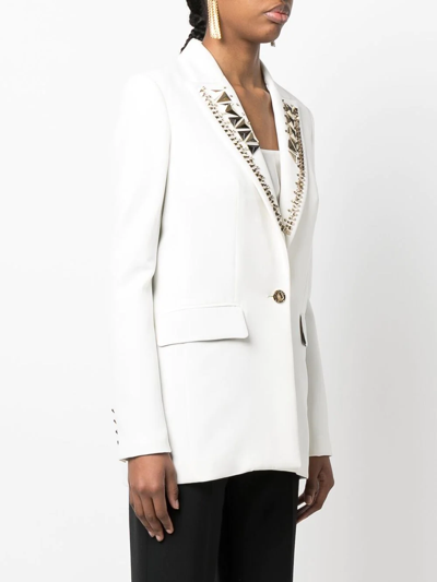 Philipp Plein Single-breasted Studded Blazer In White