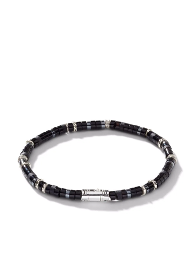 Shop John Hardy Classic Chain Heishi Silver Beaded Bracelet In Black