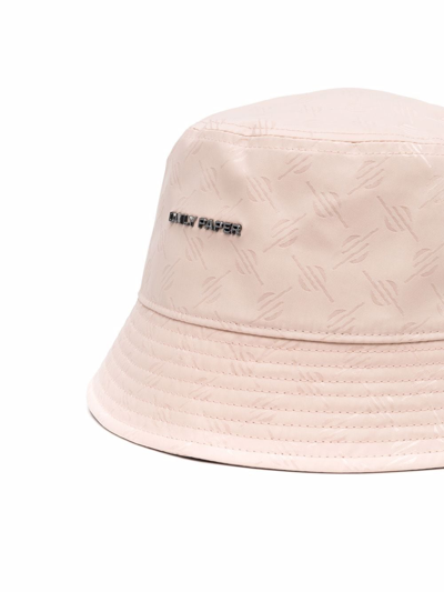 Shop Daily Paper Embroidered-logo Bucket Hat In Rosa