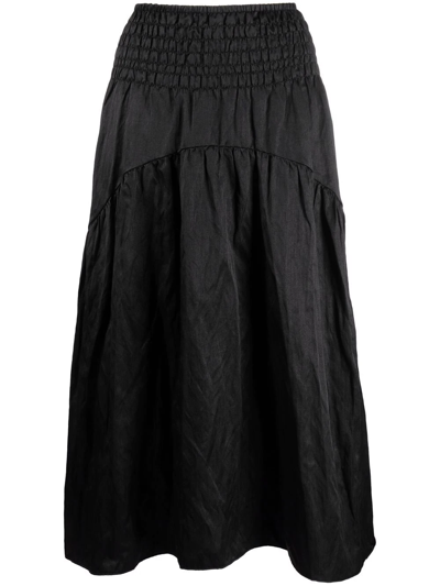 Shop Vince Smocked-waist Tiered Skirt In Schwarz