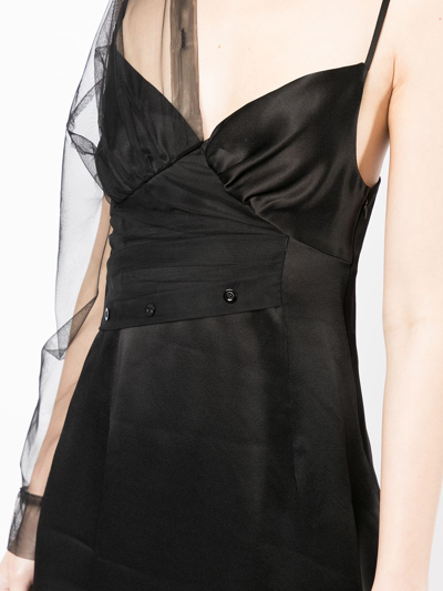 Shop Act N°1 Asymmetric Satin Mini Dress In Black