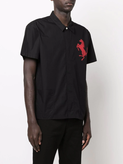 Shop Ferrari Logo-patch Short-sleeved Polo Shirt In Schwarz