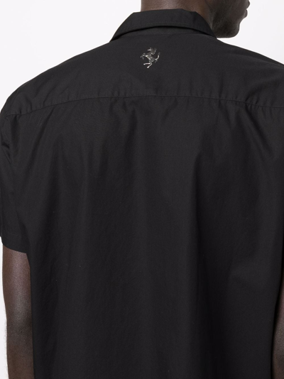 Shop Ferrari Logo-patch Short-sleeved Polo Shirt In Schwarz