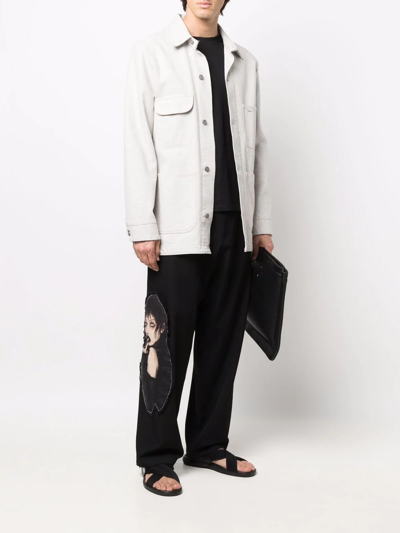 Shop Yohji Yamamoto Drawstring Straight-leg Trousers In Schwarz