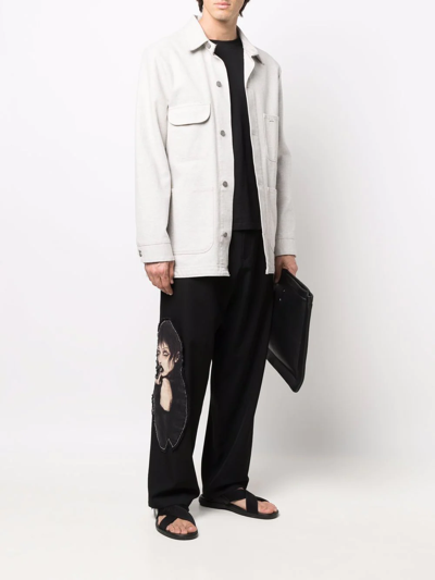 Yohji Yamamoto Drawstring Straight-leg Trousers In Schwarz