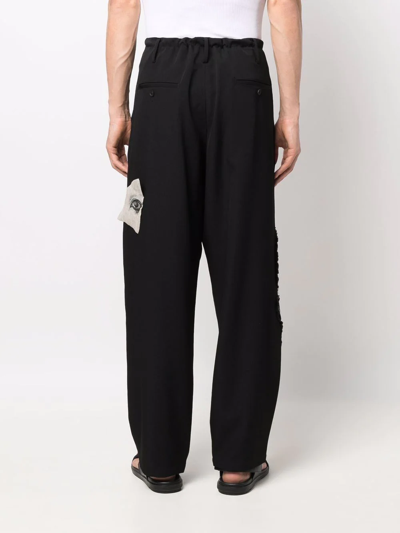 Shop Yohji Yamamoto Drawstring Straight-leg Trousers In Schwarz