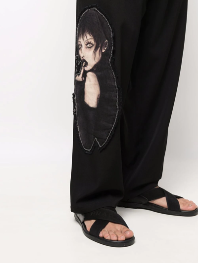 Shop Yohji Yamamoto Drawstring Straight-leg Trousers In Schwarz