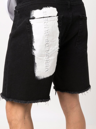 Shop Vision Of Super Raw-cut Contrast-panel Shorts In Schwarz