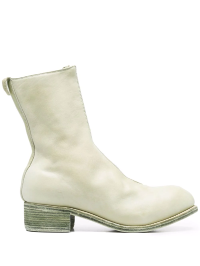 Guidi Front Zip Leather Ankle Boots In Nude