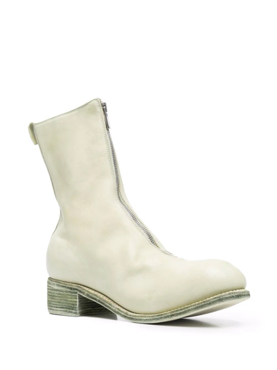 Guidi Front Zip Leather Ankle Boots In Nude