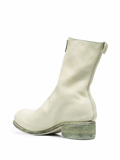 Guidi Front Zip Leather Ankle Boots In Nude
