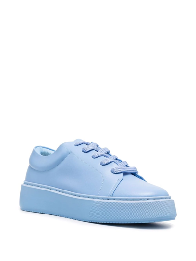 Ganni Sporty Mix Low-top Leather Sneakers In Blue | ModeSens