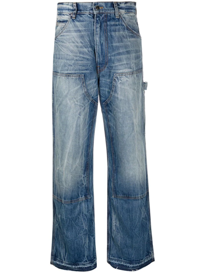 Shop Amiri Bleached-wash Jeans In Blau