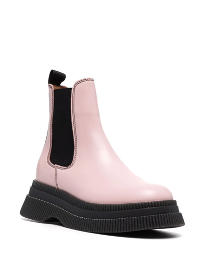 Shop Ganni Elasticated Side-panel Boots In Rosa