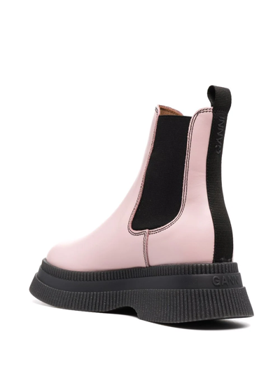 Shop Ganni Elasticated Side-panel Boots In Rosa