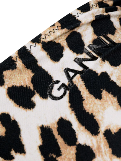 Ganni Leopard-print Bikini Bottoms In Braun