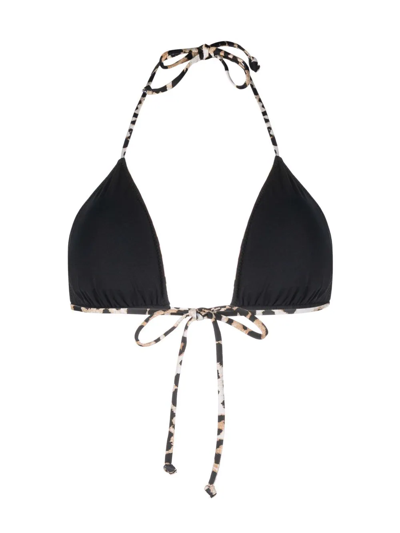 Ganni Leopard-print Triangle Bikini Top In Braun