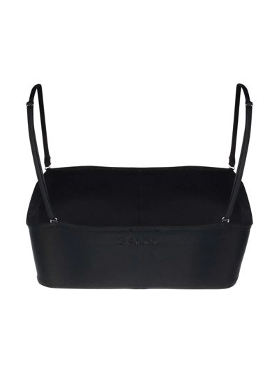 Ganni Solid Bandeau Bikini Top In Schwarz