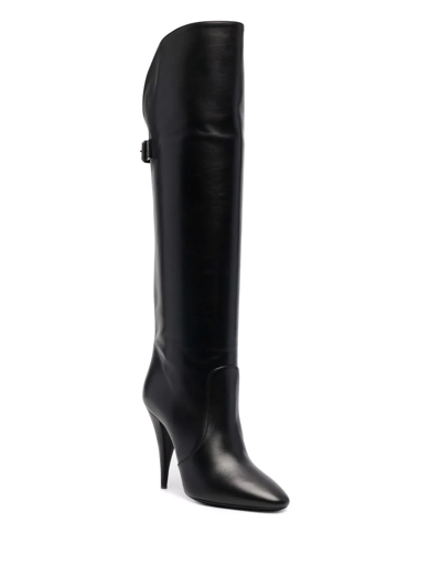 Shop Saint Laurent Knee-high 110mm Harper Boots In Black