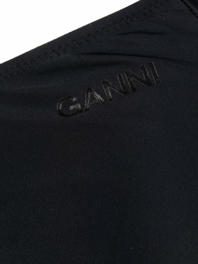 Shop Ganni Logo-print Detail Bikini Bottoms In Schwarz